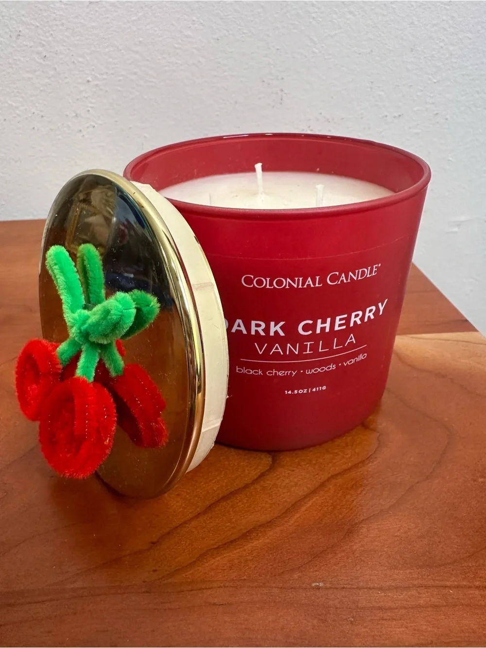 Colonial Candle Dark Cherry Vanilla 3-Wick Red Jar Candle